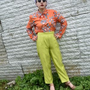 Vintage Bright Green silky Trousers